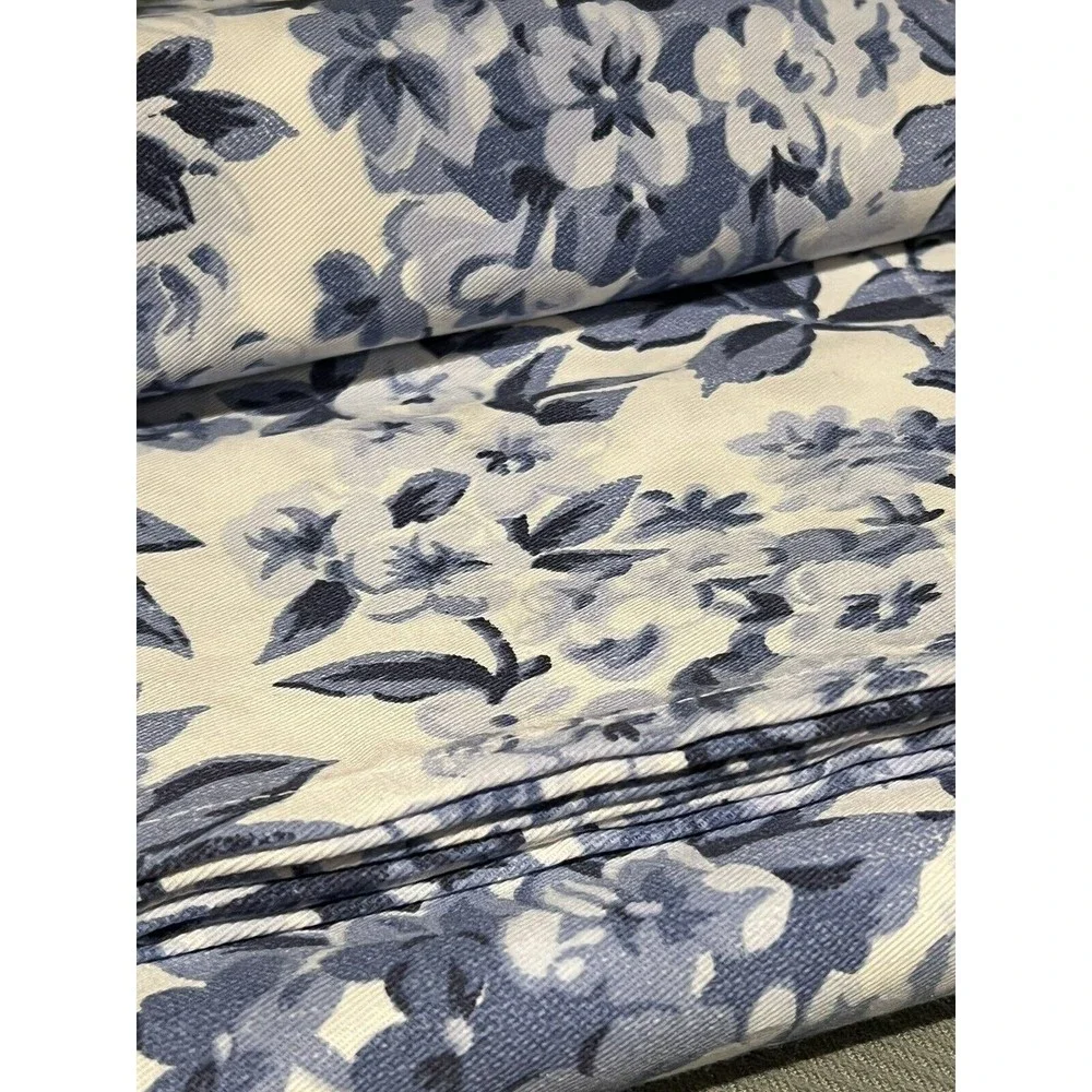 Laura Ashley Fabric Shower Curtain Floral Blue White - NEW